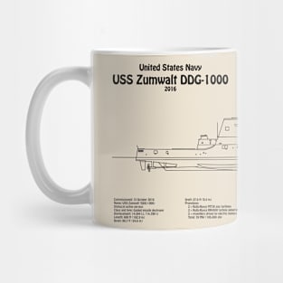 USS Zumwalt DDG-1000 Destroyer ship plans - SDpng Mug